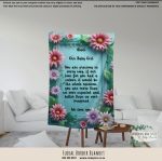 Personalised Fleece Blanket Floral Boarder Blanket With Message