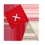 Red Flag Wooden Handle With Reflective Cross