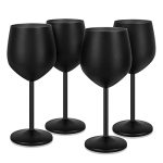 Lifecapido Stainless Steel Wine Glasses Set Of 4 18OZ Stainless Steel Wine Goblets With Cup Brush Stemmed Metal Wine Glasses For