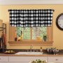 Vintage-inspired Black & Red Plaid Half Curtain - Rod Pocket Design For Easy Hanging Light Filtering Polyester Drape For Kitchen Bedroom Living Room Decor