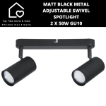 Matt Black Metal Adjustable Swivel Spotlight - 2 X 50W GU10