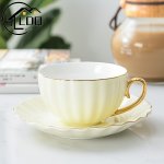Ldq Elegant Bone China Teacup And Saucer Set - 6.76OZ Perfect For Breakfast Afternoon Tea & More - Includes Spoon Ideal For Home