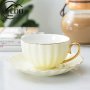 Ldq Elegant Bone China Teacup And Saucer Set - 6.76OZ Perfect For Breakfast Afternoon Tea & More - Includes Spoon Ideal For Home Garden Restaurants