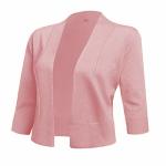 Aamilife Women's 3 4 Sleeve Cropped Cardigans Sweaters Jackets Open Front Short Shrugs For Dresses Peach S