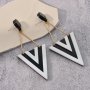 Black & White Triangle Shape Dangle Earrings Simple Leisure Style Acrylic Jewelry Daily Wear Accessories Trendy Female Gift