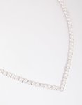 Silver Cubic Zirconia Cup Chain Pointed Tennis Necklace