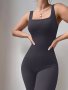 Ribbed Solid Color Fashion Sports Jumpsut High Elastic Yoga Bodysuit Women's Activewear