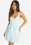 Cotton Poplin Cross Back Smock Dress - Pale Blue