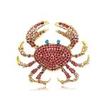 Rhinestone Crab Brooch Pin For Women Girls Fashion Crystal Marine Animal Brooches Lapel Pins Shiny Exaggerated Cute Holiday Vaca