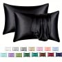 2PCS Satin Pillowcase For Hair And Skin Without Pillow Core Soft Breathable Solid Color Pillow Covers Premium Quality Envelope Pillow Protector For Bedroom Sofa