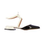 Two-tone Ankle Strap Flats -black