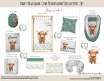 Cot Duvet Bedding Baby Highland Cow Pennygum Eucalyptus Set