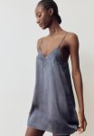 Satin Nightslip - Pigeon Blue