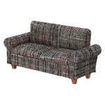 Gray Dollhouse Sofa Couch MINI Loveseat For 6 Inch Dolls 1:12 Scale Living Room Furniture Retro Doll House Accessory