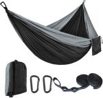 270X140 Cm Portable 210T Nylon Camping Hammock With Buckles And Bag - Black