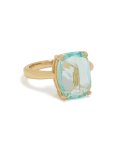 Goldair Gold Plated Classic Blue Square Cubic Zirconia Ring - M l