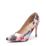 Dream Pairs Women's Closed Toe High Heels Dress Pointed Toe Wedding Pump Shoes Size 5 Floral
