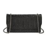 Black Brocade Diamante Clutch Bag