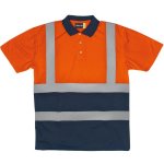 2 Tone Hiviz Golf Shirt Orange Navy 180G Polycotton Size S