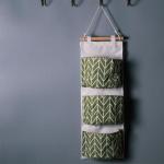 Behind The Door Hanging Storage Organiser With 3 Pockets - Army Green