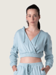 Petunia V-neck Cropped Hoodie - Green - Small