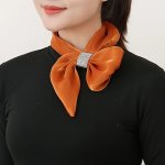 1PC Solid Color Cross Tie Scarf Women Rhinestone & Bow Decor Neck Scarf Elegant Style Professional Small Scarf Suitable For Dail
