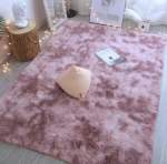 Smte Rugs Shaggy Fluffy Carpets Pink With Keychain