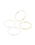 Mixed Metal Plated Large Thin Hoop Earrings 2-PACK