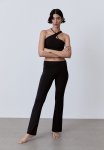 Foldover-waist Sports Leggings In Softmove - Black