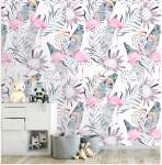 Flamingo Floral Wallpaper - 1.2M Wide X 3M High Non-adhesive Requires Wallpaper Glue