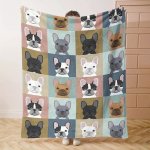 French Bulldog Pattern Flannel Blanket FBFB2