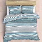 Easy Care Polycotton 144 Thread Count DUVET COVER SET - Zenith Stripe - 3 4 150 X 200CM