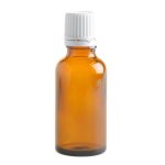 30ML Amber Glass Bottle With Slow Flow Dropper Cap - White