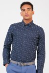 Ben Sherman Stipple Print Shirt - Dark Navy - Double Extra Large Dark Navy