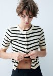 Knitted Cardigan - Cream striped