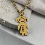 Personalized Gold Plated Girl Or Boy Pendant With Chain
