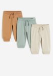 3-PACK Cotton Joggers - Light Green dark Beige