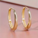 Delicate Glossy Hoop Earrings Copper 18K Plated Jewelry Elegant Vintage Style Female Earrings For Party Daily