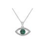 DESTINY Cel Sta 925STERLING Silver 0.84CT Aqua Moissanite Diamond Evil Eye Necklace