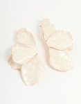 Goldair Gold Cream Enamel Organic Flower Stud Earrings