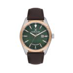 Mens Two-tone Watch With Green Textured Dial