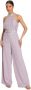 - Women Mauve Embellished Halter Neck Jumpsuit