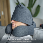 Travel Pillow Memory Foam Neck Support With Hoodie