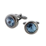 Chris Cufflink - Swarovski Demin Blue Crystal Gun Metal
