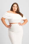 Laura Plisse Off-shoulder Top - Ivory - XL