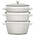 Staub White Truffle Cast Iron Stackable Cookware Set 4 Piece Limited Stock