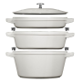 Staub White Truffle Cast Iron Stackable Cookware Set 4 Piece