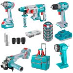 Total Tools - Impact Wrench Drill Rotary Hammer Angle Grinder & Lamp
