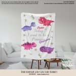 Fleece Blanket Dino Dinosaur Girly Girl