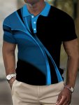 Plus Size Men's 3D Stripes Pattern Graphic Print Golf T-Shirt For Summer Trendy Casual Short Sleeve Tennis Tees